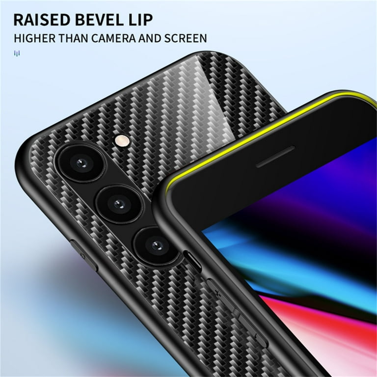 For Samsung Galaxy S24 Ultra S23+ Case Carbon Fiber Slim Cover, Screen  Protector