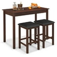 thumbnail image 1 of Costway Ensemble de 3 Pcs Table de Bar Table à Manger et 2 Tabourets de Bar Rembourrés en Cuir PVC Brun Rustique, 1 of 10