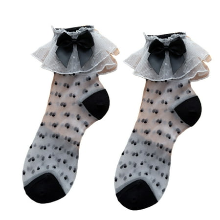 

Cute Sweet Lolita Socks Polka Dot Lace Bowknot Short Tube Socks Women Girl Socks