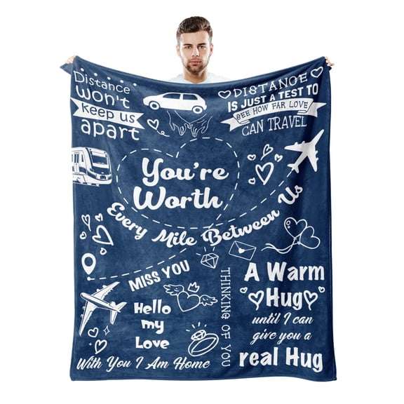 DAJU Valentines Long Distance Relationship Gifts Boyfriend Gifts from Girlfriend Birthday Gifts for Boyfriend Fleece Blanket Romantic Gifts for Him(50*60inch)