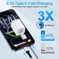 thumbnail image 3 of Fast Charging Block, 3 Pack USB Wall Charger with 10FT Type C Charging Cable USB C Cable, Dual Port Phone Charger, Android Charger Block USB Brick Charging Station USB Charger Block[White], 3 of 9