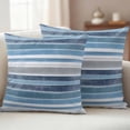 thumbnail image 3 of 2 Pack Outdoor Waterproof Throw Pillow Covers,Nordic Blue White Geometric Stripes Decorative Square Patio Pillowcases for Chair Couch Sofa 16x16in, 3 of 9