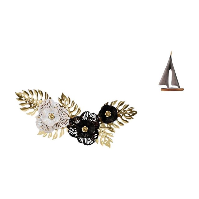 Arte de pared colgante,Decoración de pared de metal con colgante de hierro nórdico de lujo,Arte de pared de metal,regalo decorativo creativo moderno,Escultura de velero,Estatua de velero