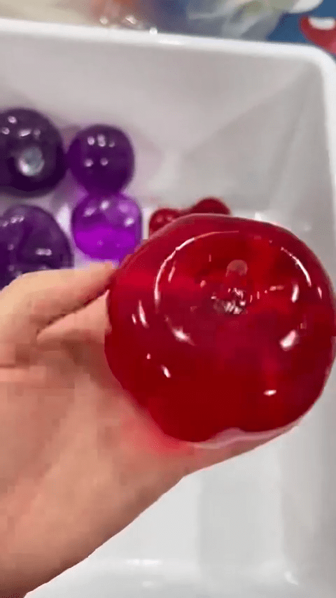 Apple Squishy Toy - Glass Gloss Semi-Transparent Taba Squishy Apple - Slow Rising Silicone Fidget Stress Ball - Cute Moldable Squeeze Sensory Squishy Toys for Daily Office & Home Gift