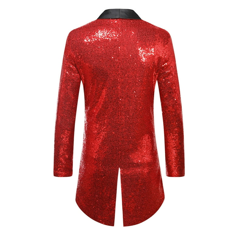 オールインワン・サロペット FULL SEQUINS RED CARPET SUIT Herrnalise Men's Fashion Casual One Button Sequin Suit