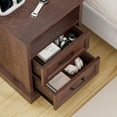 thumbnail image 5 of Hommpa 2 Drawers Farmhouse Nightstand with Charging Station, Rustic Bedside Tbale with Drawers for Bedroom, Vintage End Table with Open Shelf for Living Room, Side Table, Brown, 5 of 11
