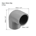 thumbnail image 2 of Unique Bargains 20mm Slip 90 Degree Pipe Fitting Elbow Coupling Adapters Gray 5Pcs, 2 of 4