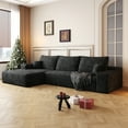 thumbnail image 5 of 107" Modular Cloud Sectional Sofa with Left-Facing Chaise, Deep Seat Couch in Plush Corduroy Fabric, No Assembly, Black, 5 of 8