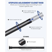Supforce 17-82in Stepless Adjustable Closet Rods for Hanging Clothes, 1.3in Diameter Heavy Duty Closet Hanging Rod, Matte Black