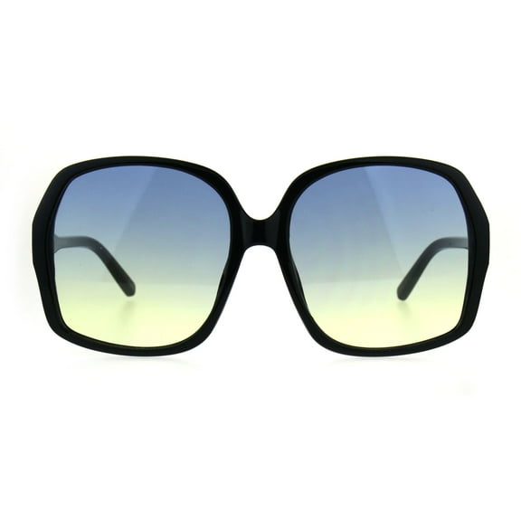 Oceanic Color Gradient Ironic Granny Oversize Butterfly Sunglasses Black Blue Yellow