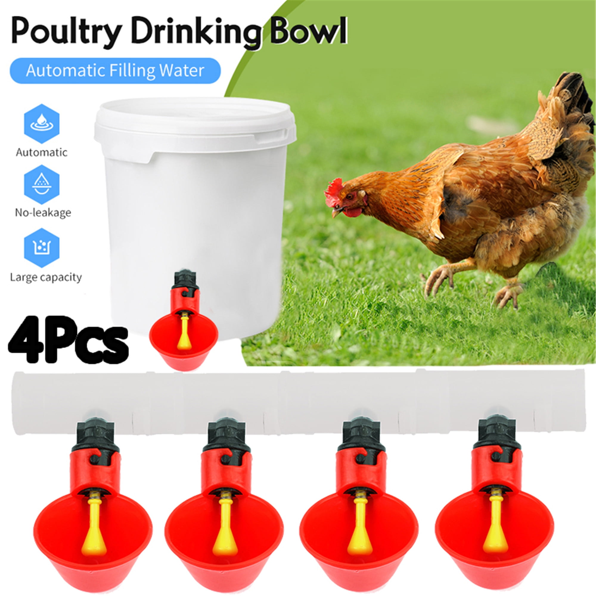 Float Valve,chicken,quail,turkey Automatic Drinker Bucket KIT,Cups,Hose Adapter 