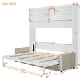thumbnail image 3 of Harper & Bright Designs Queen Murphy Bed with Couch and Storage Shelves, Wood Murphy Bed Cabinet with Storage and Sofa, Folding Murphy Wall Bed Cabinet, White, 3 of 17