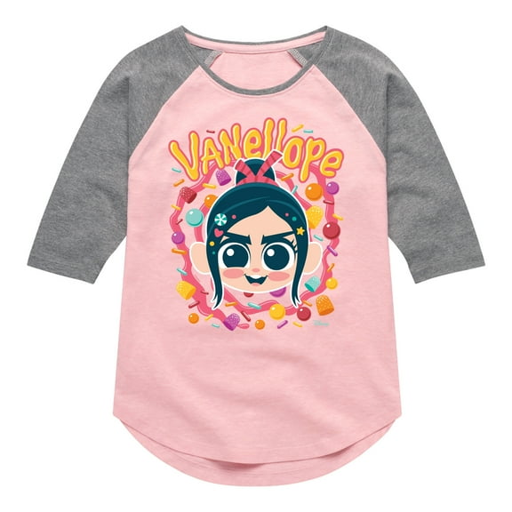 Disney Wreck It Ralph - Vanellope & Candy - Toddler & Youth Girls Raglan Graphic T-Shirt