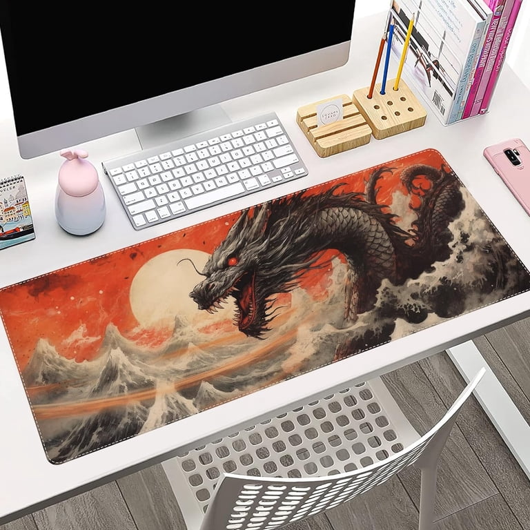 Japanese Dragon Mouse Pad for Desk, Chinese Loong MousePad, XL