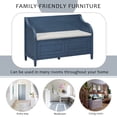 thumbnail image 6 of Euroco 41.9" Rustic Storage Bench with Armrests, Upholstered Lift Top, Safety Hinge, Antique Navy, 6 of 8