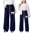 thumbnail image 4 of Afdoent Girls Baggy Sweatpants Bow Knot Loose Fit Casual Jogger Pants Straight Leg Sweatpants With Back Pocket Comfort Stylish 6-7 Years, 4 of 4
