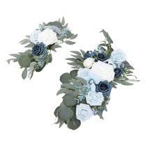 2pcs Artificial Wedding Arch Flowers Lifelike Wedding Welcome Signs Floral Decoration Fadeless Exquisite Arch Decor for Indoors Outdoors Light Blue