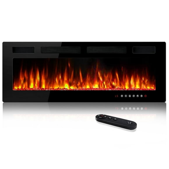 Waleaf 72” Electric Fireplace Ultra Thin Fireplace Heater, Recessed Wall Mounted Fireplace with Multicolor Flame & Remote Control