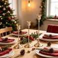 thumbnail image 6 of 3PCS Vintage Gold Taper Candlestick Holders for Table Decor, Tall Sturdy Metal Build, Fits Pillar Candles, Great for Wedding Fireplace & Dining Centerpieces, Ideal Housewarming Gift, 6 of 7