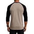 thumbnail image 4 of Havenx Raglan Baseball Tee Shirt for Men 3/4 Long Sleeve Crewneck Jerseys T Shirts Color Block Moisture Wicking Tee Shirt Lightweight Athletic Vintage Gym Workout Tops,Khaki 3XL, 4 of 5