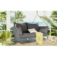 thumbnail image 2 of 51.9” 2 Person Hanging Seat, PE Rattan Wicker Woven Swing Chair with Adjustable Rope, Outdoor Hanging Daybed Swing with Comfortable Cushion for Porch Lawn Garden Backyard Balconies, Gray, 2 of 7