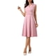 thumbnail image 2 of Vestido de negocios casual para mujer, vestido midi formal sin mangas con solapa, A-line, color rosa, 2 of 6