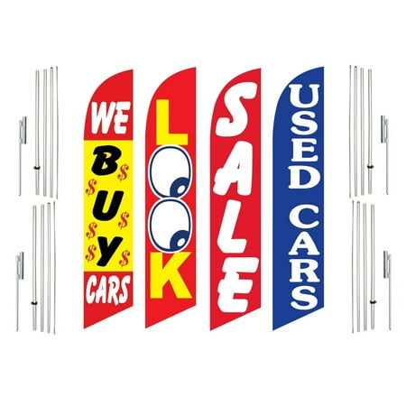 4 Swooper Flags With 4 Pole Kits We Buy Cars Look Sale Used Cars