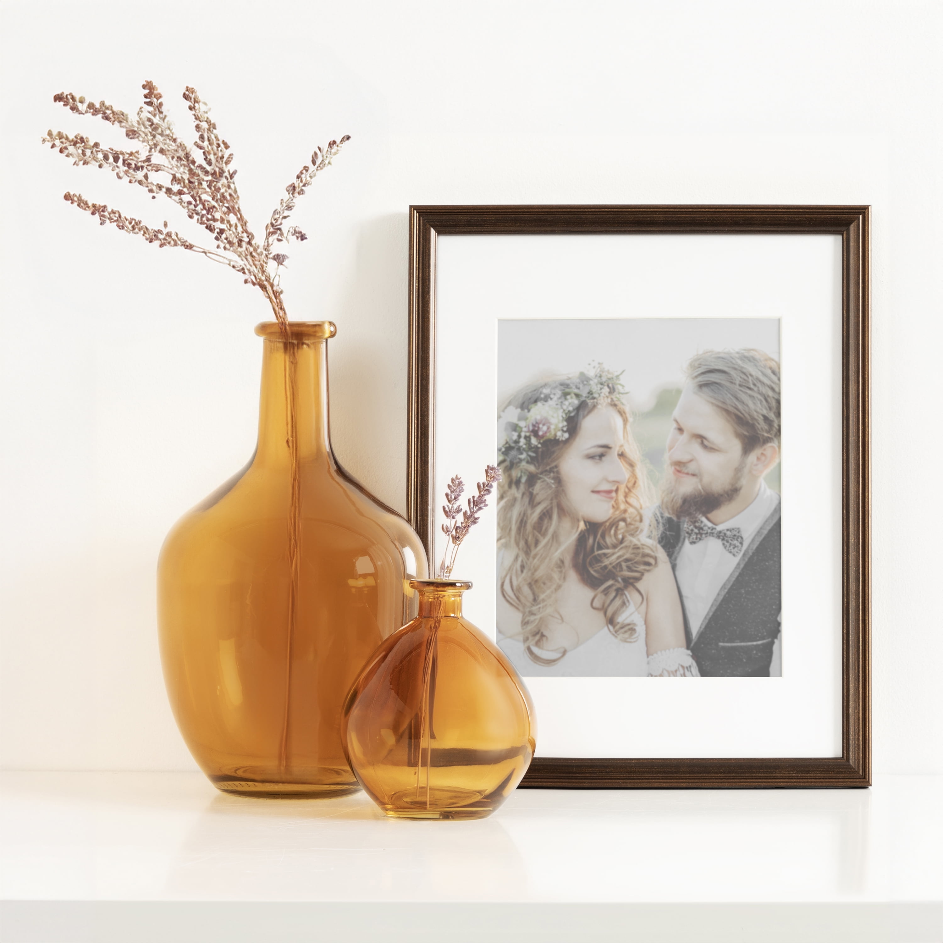 Home Decor Collection 12" High Amber Translucent Glass Indoor Tabletop Vase by Home Decor Collection