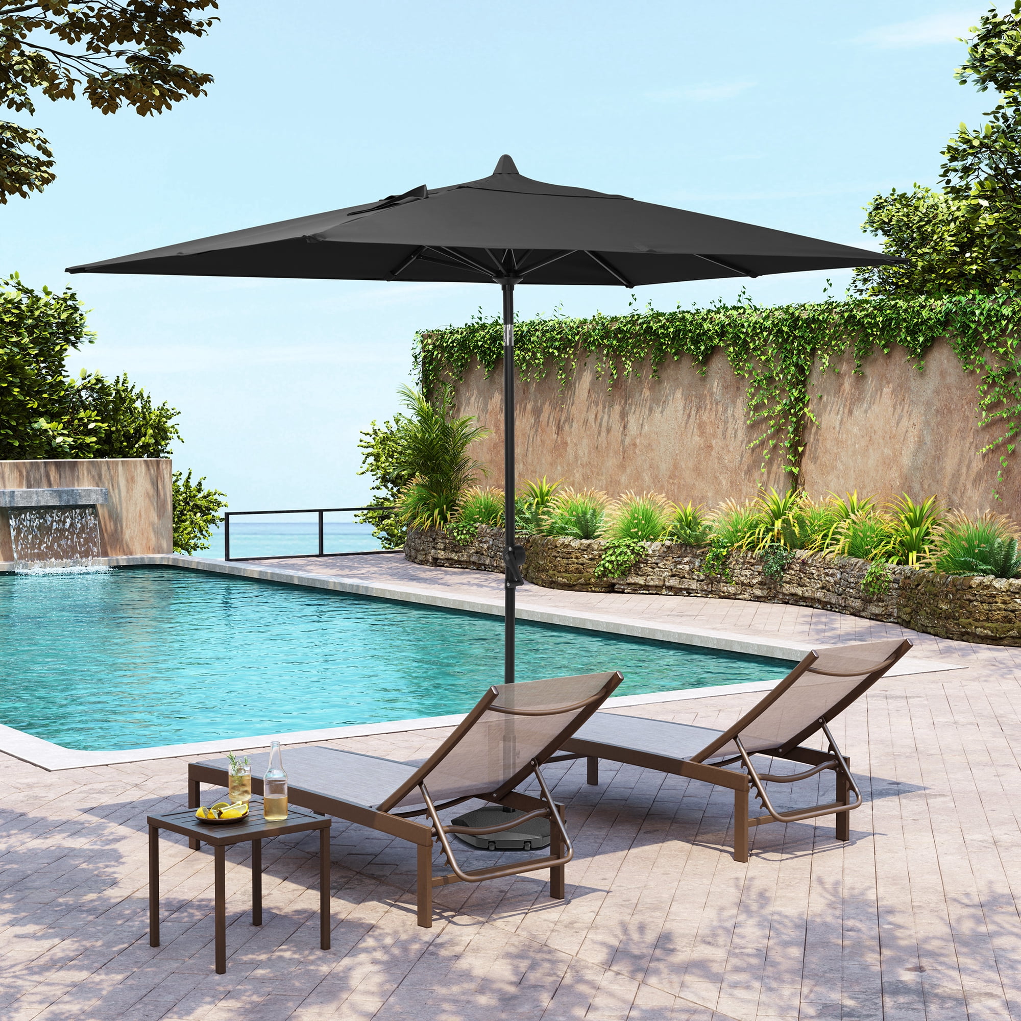 Pellebant 9 x 5 ft Patio Outdoor Umbrella Rectangular Double Top Market Umbrella