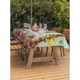 thumbnail image 2 of Outdoor Tablecloth with Umbrella Hole and Zipper, Spring Easter Bunny Rectangle Table Cloth 60x102 Inch Waterproof Tablecloth, Green Wooden Red Floral Easter Eggs Picnic Table Cover for Patio Camping, 2 of 7