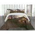 thumbnail image 2 of Ambesonne Rustic Quilted Coverlet 3 Pcs, Battered Stone House, Queen Size, Multicolor, 2 of 4