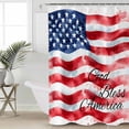 thumbnail image 2 of Extra Long Shower Curtain 72x96 Inch, American Flag Shower Curtain Waterproof Bathroom Decor Red Blue Watercolor USA Flag Fabric Bath Curtain Set Accessories with Hooks, 2 of 6