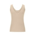 thumbnail image 3 of Htigea Clearance Women's Sleeveless Fitted Tank Top Form Fitting Scoop Neck Ribbed Knit Basic Cami Shirts under 10 Khaki,2XL, 3 of 4