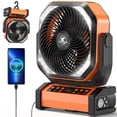 thumbnail image 1 of Ventilador de camping con luz KITWLEMEN Batería recargable de 20000 mAh, 1 of 7
