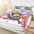 thumbnail image 4 of Erosebridal Kids Baseball Sport Queen Sheet Sets, Colorful Ice Cream Drip Bed Set, 1 Flat Sheet, 1 Fitted Sheet and 2 Pillowcases, 4 of 5
