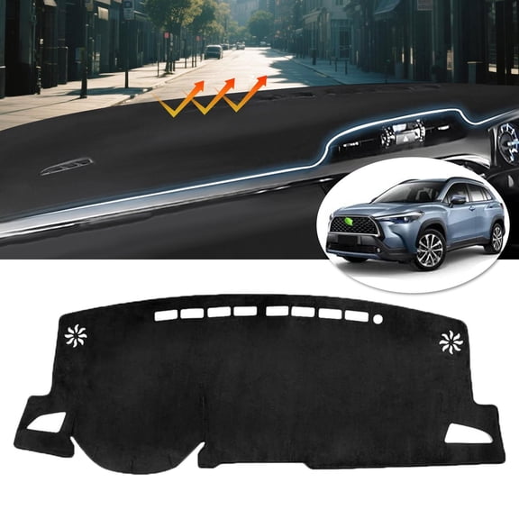 Canvcle Dashboard Cover Mat for Toyota Corolla Cross 2022-2025 Accessories Dash Cover Flannel Dash Mat Sunshade Glare UV Rays Protector