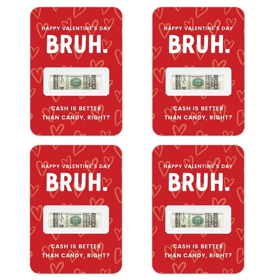 Koyal Wholesale 4pk Bruh Valentine Money Holders, Cash Is Better Than Candy, 5x7