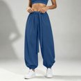 thumbnail image 5 of cocolona Womens Casual Loose High Waist Harem Pants Solid Color Elastic Waist Drawstring Travel Yoga Pants, 5 of 5