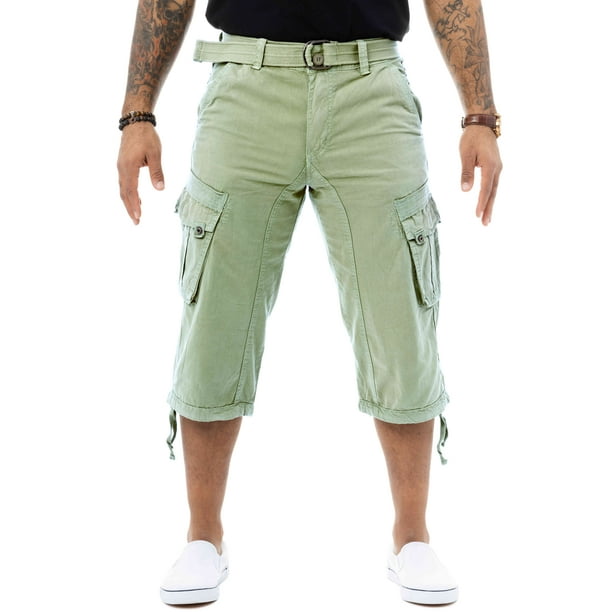 X RAY Men's Belted Tactical Long Cargo Shorts for Men, Below Knee