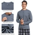 thumbnail image 6 of DG Hill Men’s Pajama Set, 2-Piece Henley Sleepwear with Fleece Pants & Pockets, 6 of 8