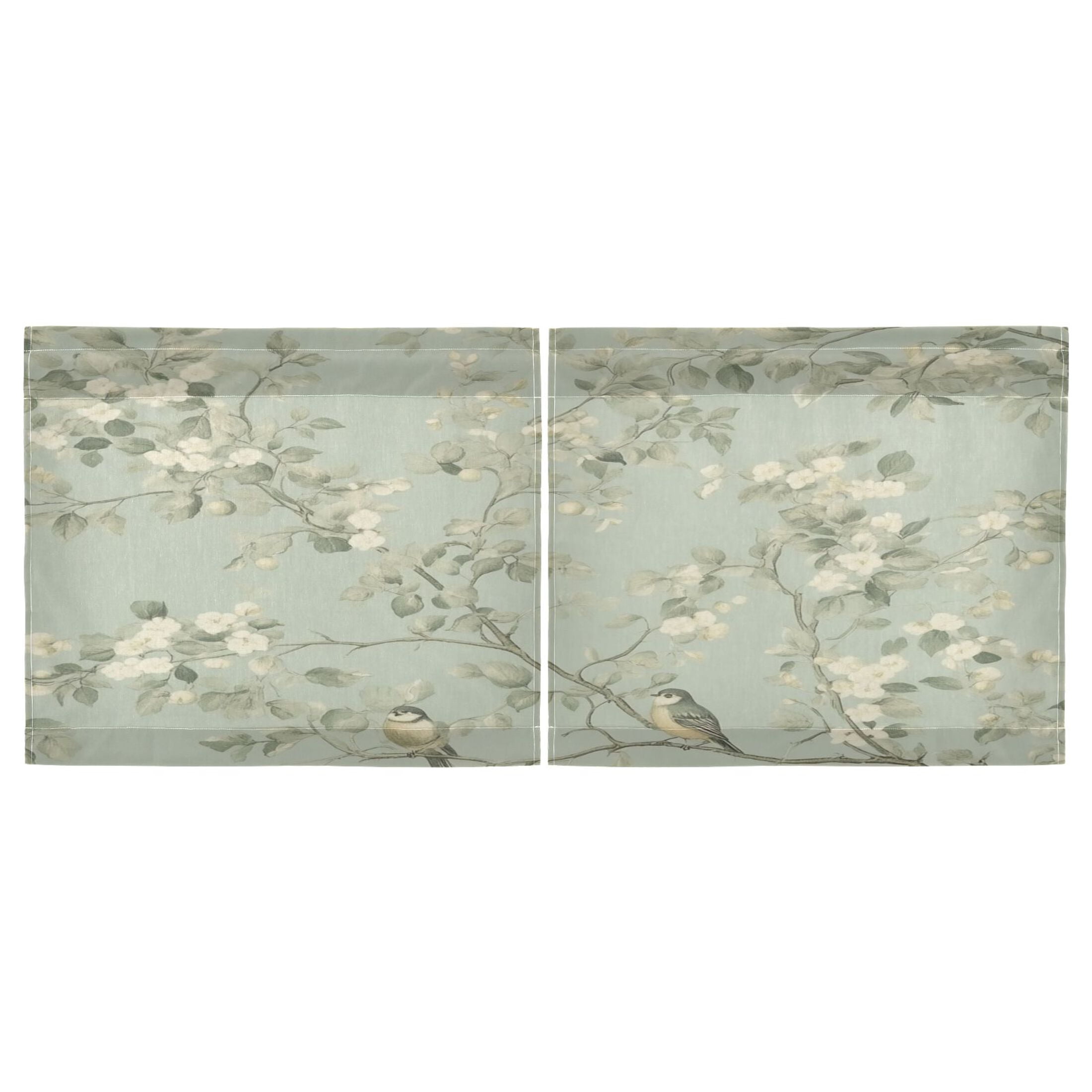 Birds in Bloom 27"x36" Linen Look Cafe Curtain Set with Privacy and UV Protection