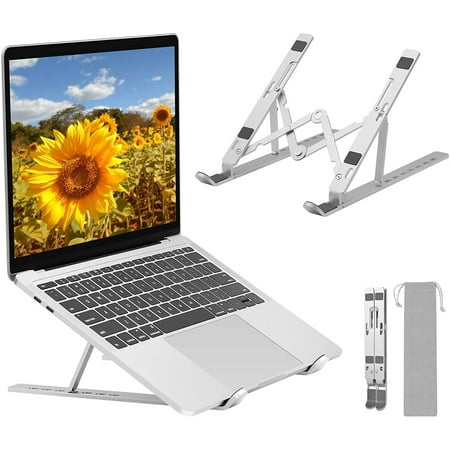 SHELLTON 7 Angles Adjustable Portable Laptop Stand for Desk, Computer Stand for Laptop, Folding Ergonomic Laptop Holder, Aluminum Ventilated Notebook Stand for All 9-17" Laptops & Tablets
