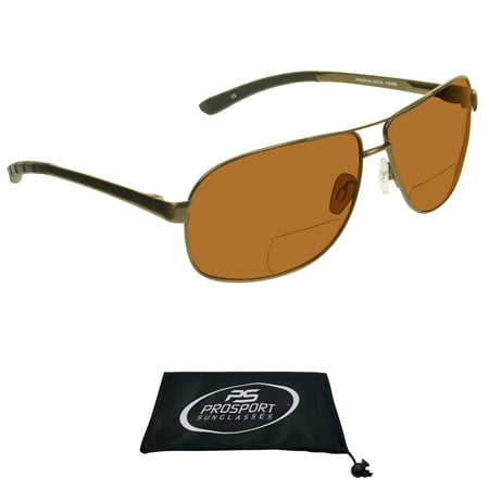 proSPORT Aviator Bifocal Polarized Sunglasses Brown Tinted for Men and Women. High Quality Nickel Silver Frame.