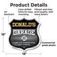 thumbnail image 2 of Donald's Garage I Can Fix Everything But Stupid 18 inch X 18 inch Shield Shaped Commercial Grade Plastic Sign To last, Gift for Dads and Uncles Classic Americana Crafted in the USA, 2 of 7