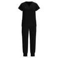 thumbnail image 5 of Hogleaql Scrubs for Women Sets V Neck Short Sleeve Jogger Suits with Pockets Nurse Tops & Cargo Pant Nurse Uniform Casual Workwear Sets Black 2XL, 5 of 9