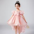 thumbnail image 2 of Otqutp Girls Christmas Wedding Party Bubble Sleeve Puffy Trailing Gown Dresses Dresses Birthday Party Evening Gowns Fashion Flower Girls Dress(Pink,6-7 Years), 2 of 9