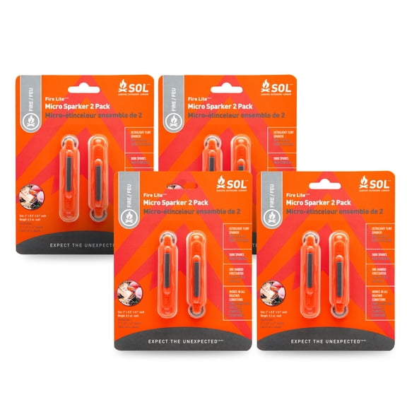 S.O.L. Survive Outdoors Longer Fire Lite Micro Sparker, 2ct - (Pack of 4)
