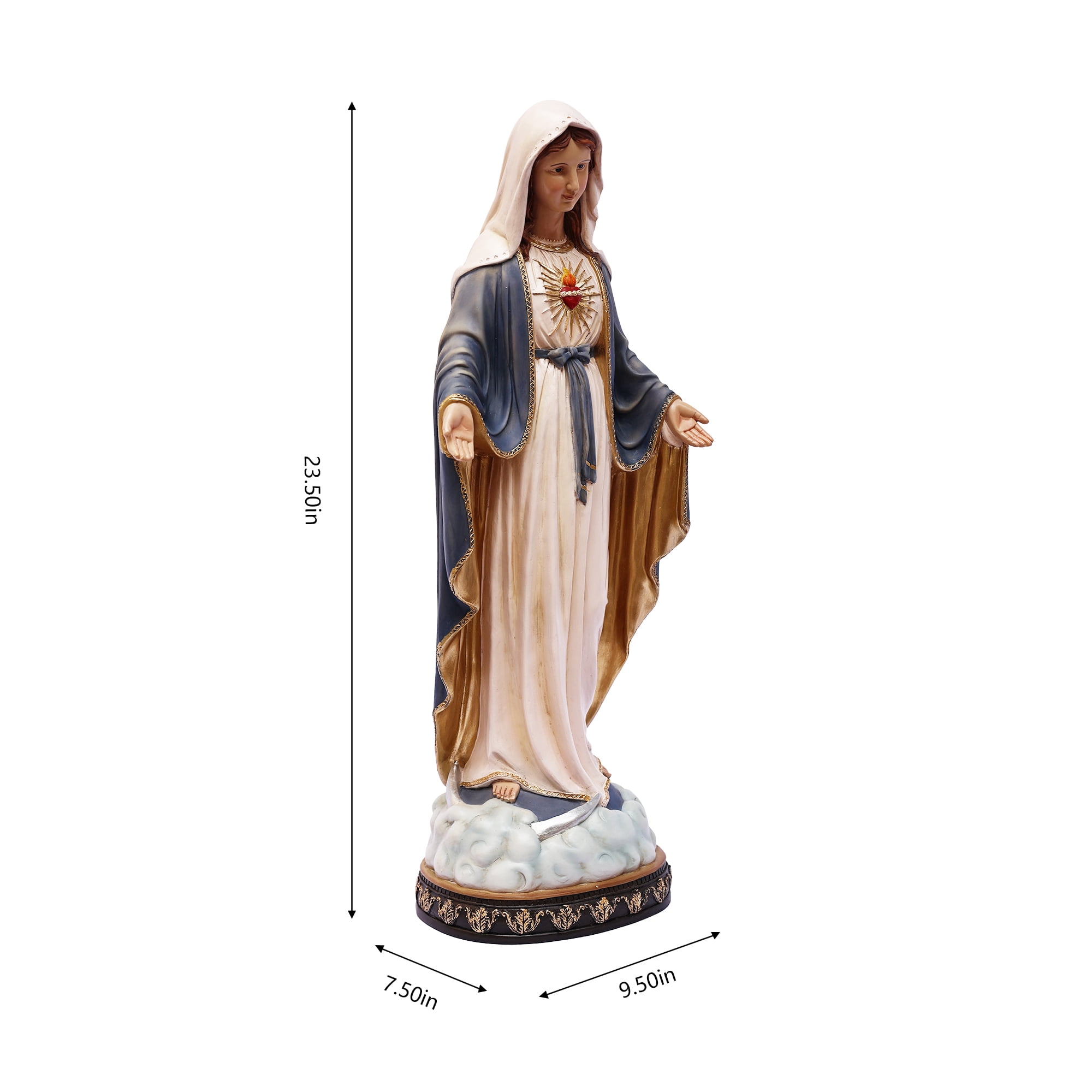 24 in Sacred Heart Mary Statue Open Hands Religious Decor Indoor/Outdoor
