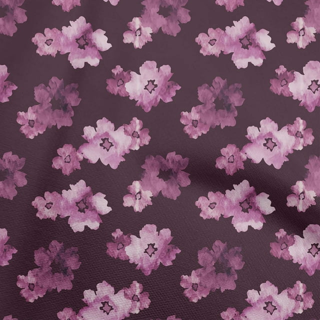 oneOone Rayon Purple Fabric Floral & Sewing Craft Projects Fabric Prints By Yard 56 Inch Wide