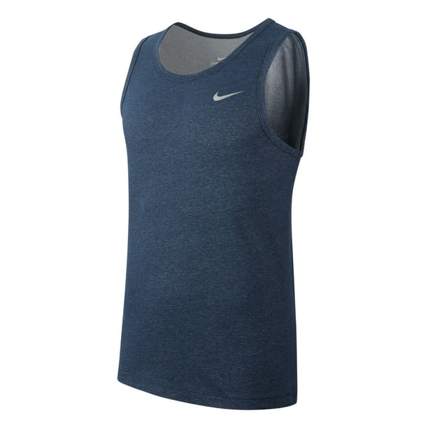 NIKE Mens Training Blue Crew Neck Classic Fit Moisture Wicking Tank Top